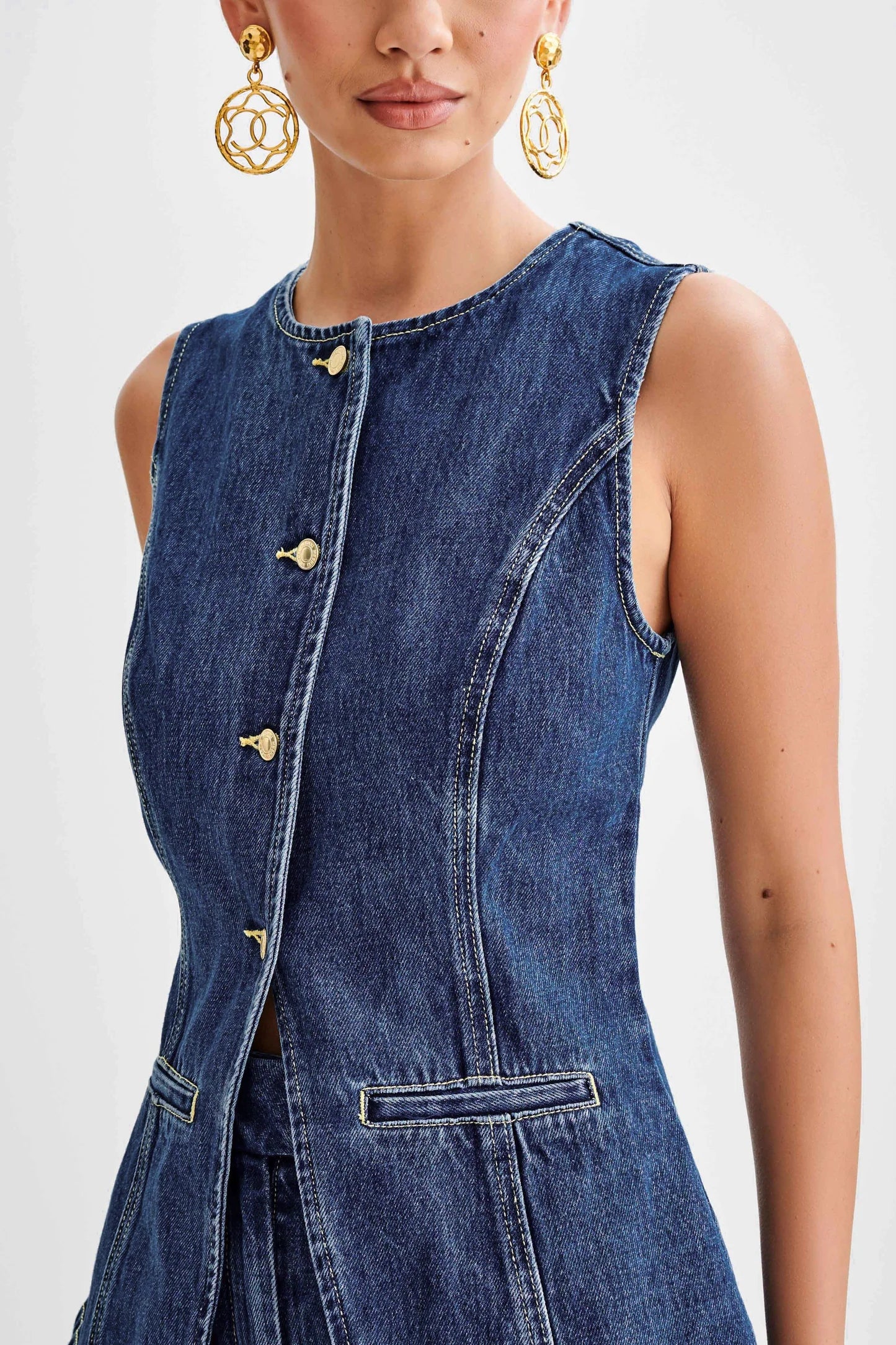 Abel Denim Button Up Top